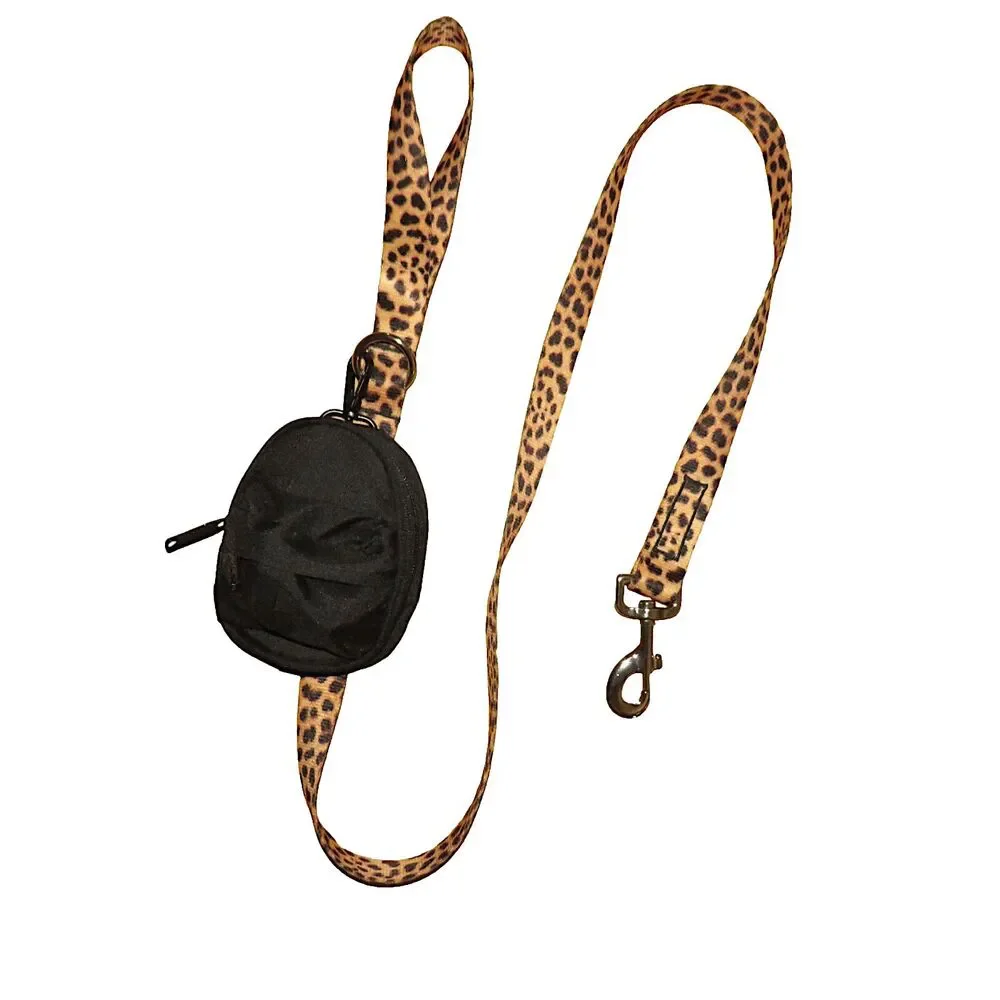 Pootsle Signature Collection Leopard Dog Leash + Mini Backpack Poo Bag Dispenser